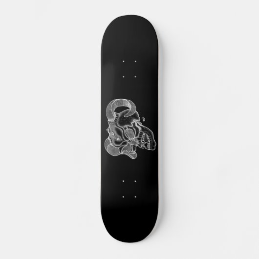Skull Devil Head Black en White Design Skateboard (Voorkant)