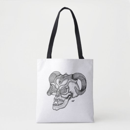 Skull Devil Head Black en White Design Tote Bag (Voorkant)