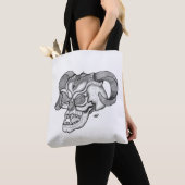 Skull Devil Head Black en White Design Tote Bag (Dichtbij)