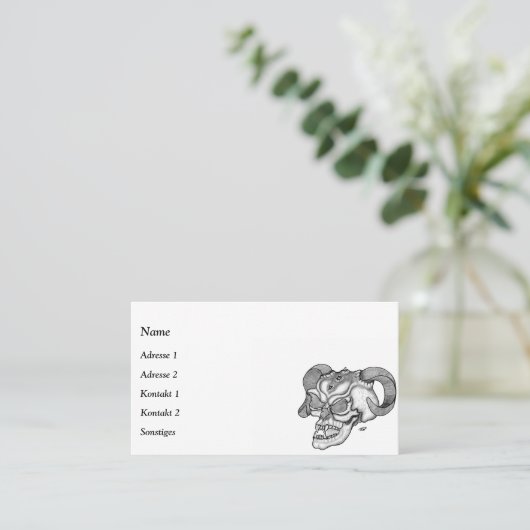 Skull Devil Head Black en White Design Visitekaartje (Staand voorkant)