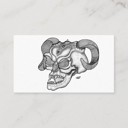 Skull Devil Head Black en White Design Visitekaartje (Achterkant)