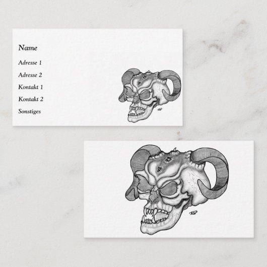 Skull Devil Head Black en White Design Visitekaartje (Voorkant / Achterkant)