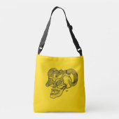 Skull Devil Head Black en Yellow Design Crossbody Tas (Achterkant)