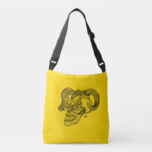 Skull Devil Head Black en Yellow Design Crossbody Tas (Voorkant)