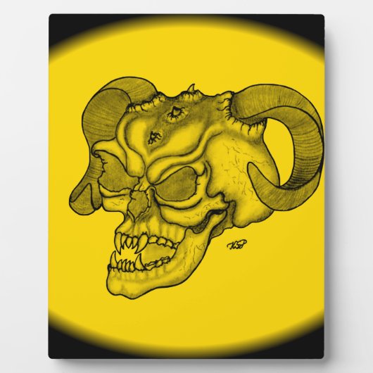 Skull Devil Head Black en Yellow Design Fotoplaat (Voorkant)