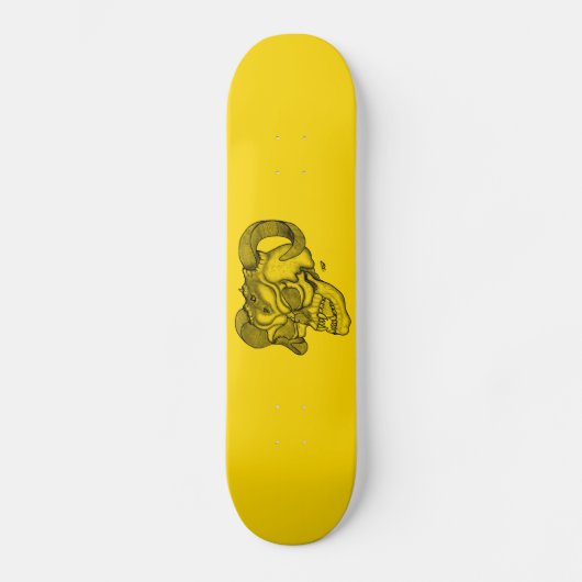 Skull Devil Head Black en Yellow Design Persoonlijk Skateboard (Voorkant)