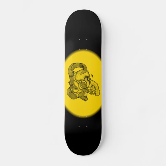 Skull Devil Head Black en Yellow Design Skateboard (Voorkant)