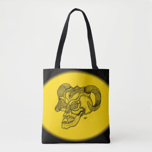 Skull Devil Head Black en Yellow Design Tote Bag (Voorkant)