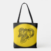 Skull Devil Head Black en Yellow Design Tote Bag (Achterkant)