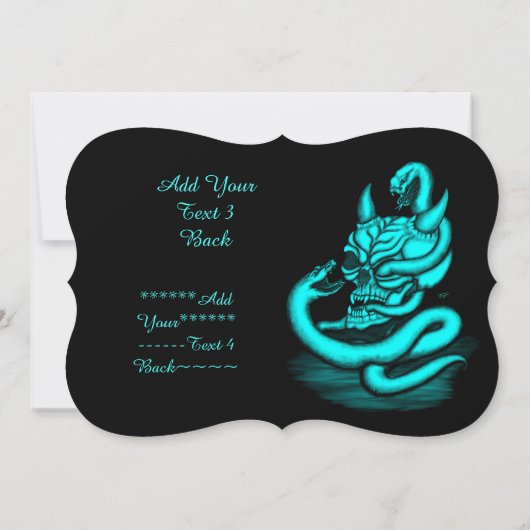 Skull - Devil Head met slang, voeg Jouw tekst Invi Kaart (Achterkant)