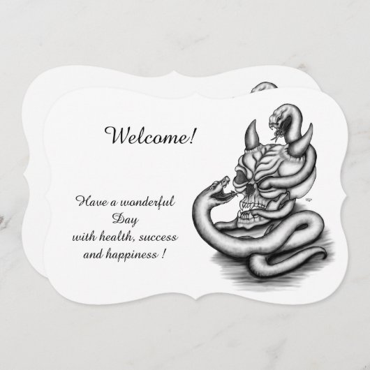 Skull - Devil Head met slang, voeg Jouw tekst toe Kaart (Voorkant / Achterkant)