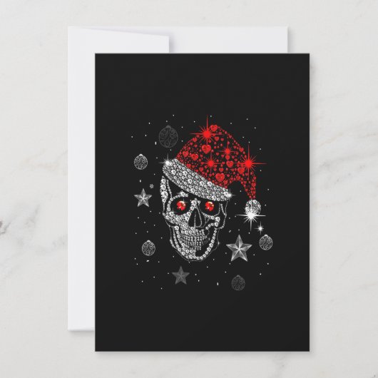 Skull Diamond Santa Hat Gifts Christmas Pajama Xma Kaart (Voorkant)