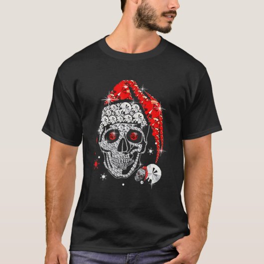 Skull Diamond Wearing Santa Claus Pet Merry Christ T-shirt (Voorkant)