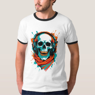 Skull DJ Headphones - Street Art Vibe Music T-shir T-shirt