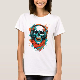 Skull DJ Headphones - Street Art Vibe Music T-shir T-shirt