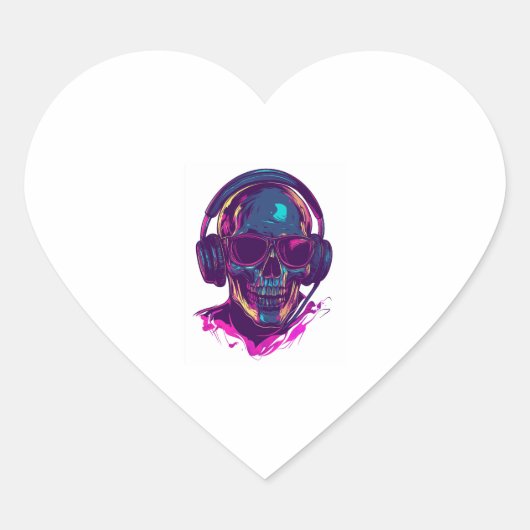 Skull DJ Vibes Hart Sticker (Voorkant)