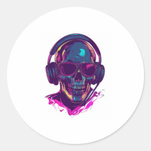 Skull DJ Vibes Ronde Sticker