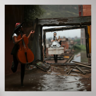 Skull Doll Healing Bass Witchy AI Art Matte Waarde Poster