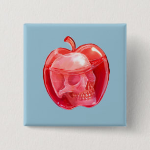 Skull Doodle Art Square Button