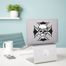 Skull doorn kruin cross gothic biker art sticker