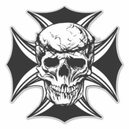 Skull doorn kruin cross gothic biker art sticker
