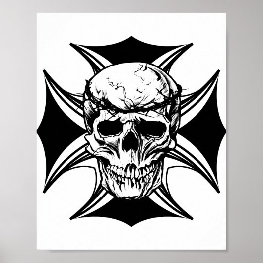 Skull doorn kruin illustratie art poster (Voorkant)