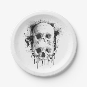 Skull Drip Black Ink Graphic Party Papieren Bordje