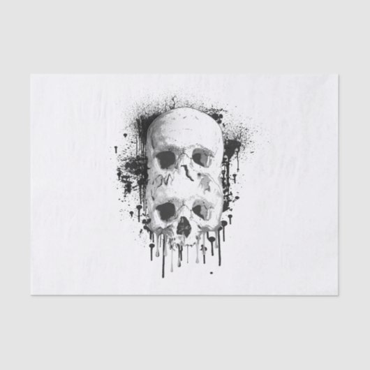 Skull Drip Black Ink Graphic Party Tissuepapier (Voorkant)