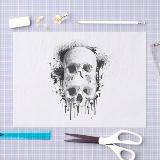 Skull Drip Black Ink Graphic Party Tissuepapier (Craft)