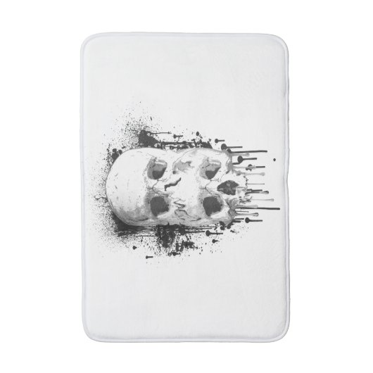 Skull Drip Black Ink Splatter Grafisch Badmat (Voorkant Verticaal)