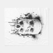 Skull Drip Black Ink Splatter Grafisch Fleece Deken (Voorkant (Horizontaal))