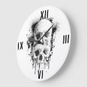 Skull Drip Black Ink Splatter Grafisch Grote Klok (Hoek)
