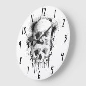Skull Drip Black Ink Splatter Grafisch Grote Klok (Hoek)