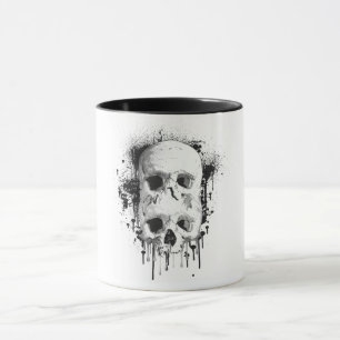 Skull Drip Black Ink Splatter Grafisch Mok