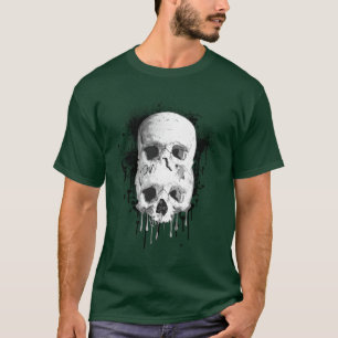 Skull Drip Black Ink Splatter Grafisch T-shirt