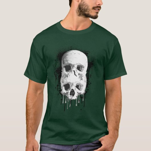 Skull Drip Black Ink Splatter Grafisch T-shirt (Voorkant)