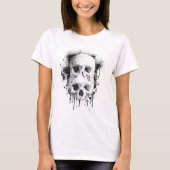 Skull Drip Black Ink Splatter Grafisch T-shirt (Voorkant)