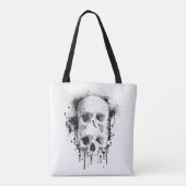 Skull Drip Black Ink Splatter Grafisch Tote Bag (Achterkant)