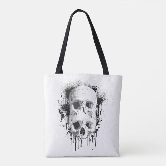 Skull Drip Black Ink Splatter Grafisch Tote Bag (Achterkant)