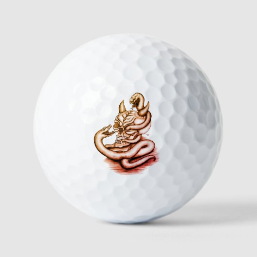 Skull - Duivel Head met slang Golfballen (Voorkant)