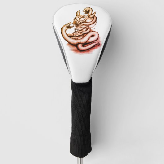 Skull - Duivel Head met slang Golfheadcover (Voorkant)