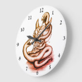 Skull - Duivel Head met slang Grote Klok (Hoek)