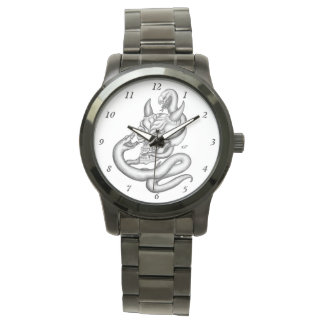 Skull - Duivel Head met slang Horloge