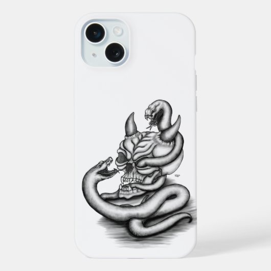 Skull - Duivel Head met slang iPhone Hoesje (Achterkant)
