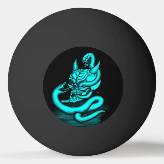 Skull - Duivel Head met slang Pingpongbal (Achterkant)