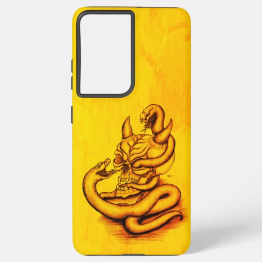 Skull - Duivel Head met slang Samsung Galaxy Hoesje (Achterkant)