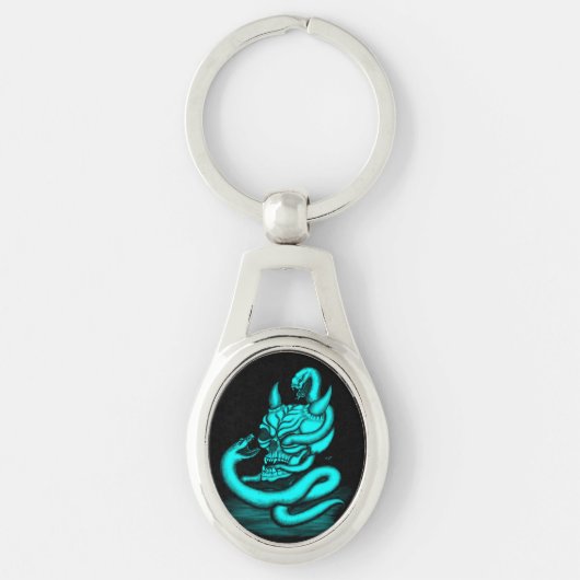 Skull - Duivel Head met slang Sleutelhanger (Voorkant)