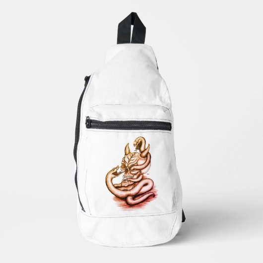Skull - Duivel Head met slang Sling Bag (Voorkant)