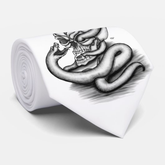 Skull - Duivel Head met slang Stropdas (Opgerold)