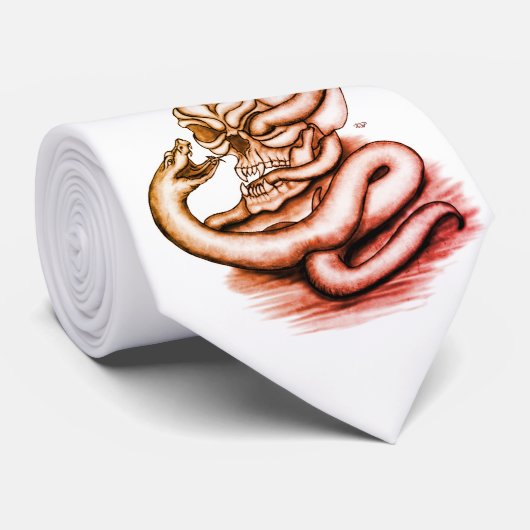 Skull - Duivel Head met slang Stropdas (Opgerold)